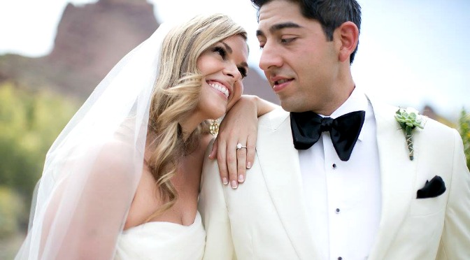 Happy bride and groom