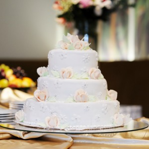 Traditional tiered wedding cake